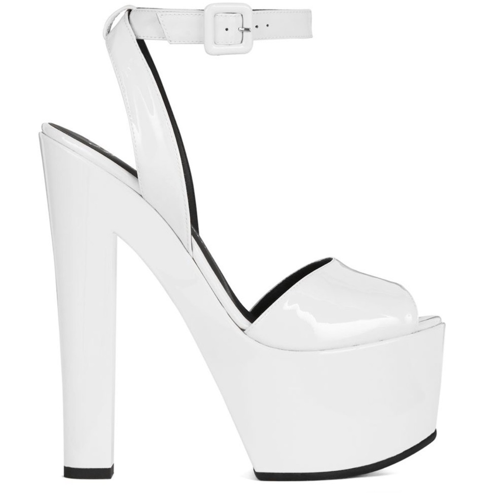 Brand New Giuseppe Zanotti White Patent Leather Sky-High Platforms
